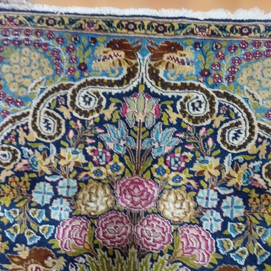 ヒ*ロ様 ヴィンテージ ぺルシャジュータン 花柄ドラゴンデザインラグ