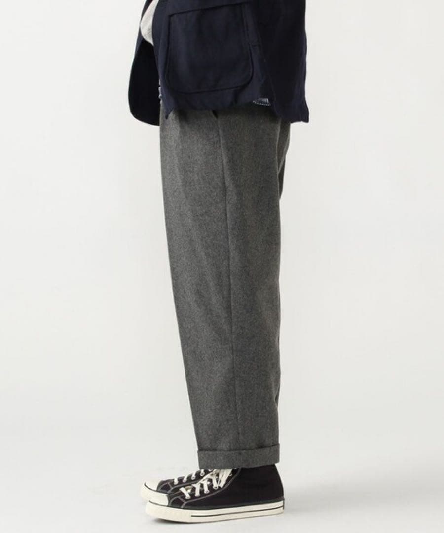 ✨美品✨ビームスプラス 2プリーツ テーパード フランネル パンツ グレー XL