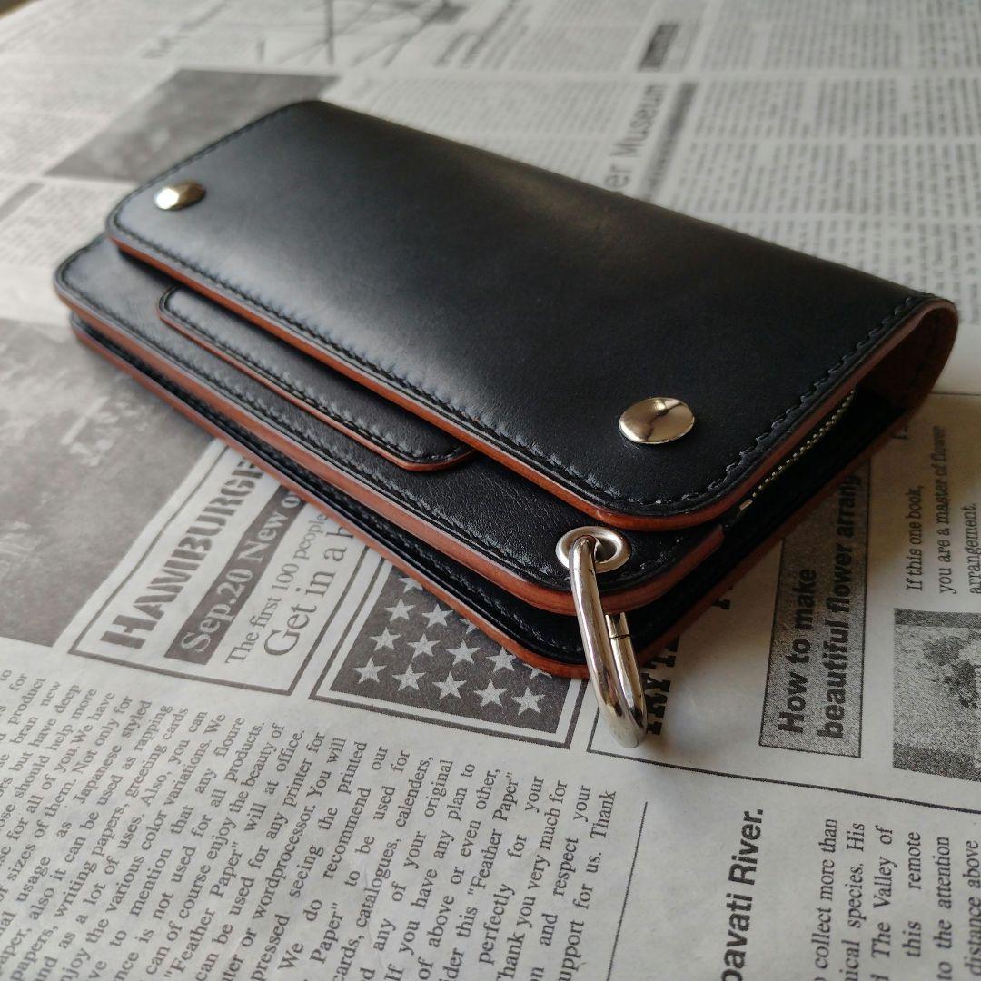 茶芯　2.5層　ロングトラッカー　ウォレット　栃木レザー