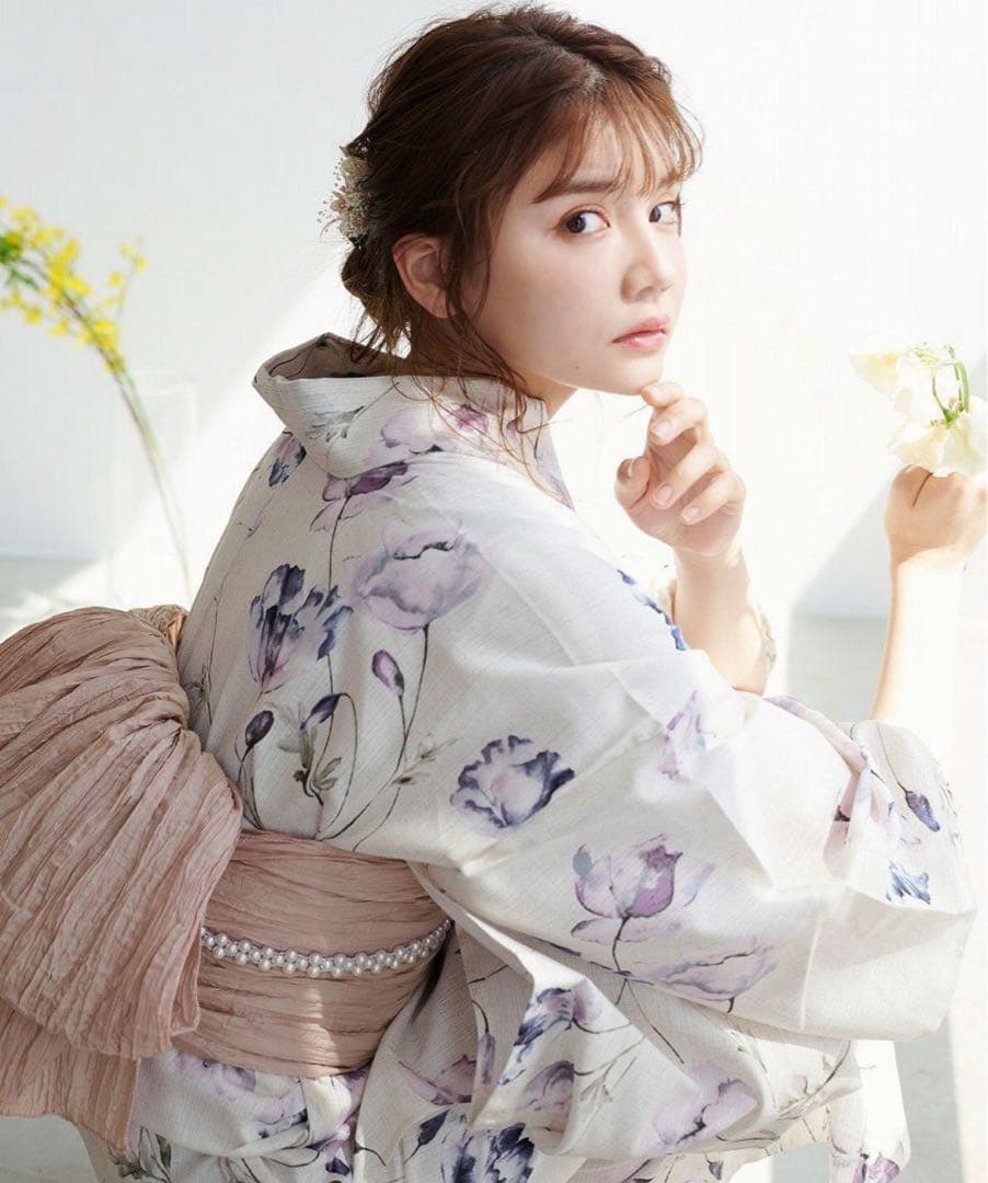 涼風の水彩ひなげし　dita 浴衣