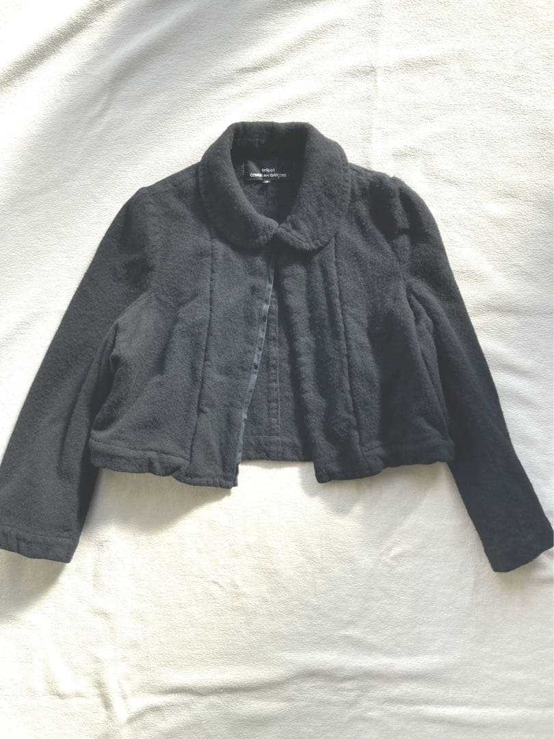 トリココムデギャルソン　ウール縮絨　丸襟　ジャケット　ブラック　サイズS 美品