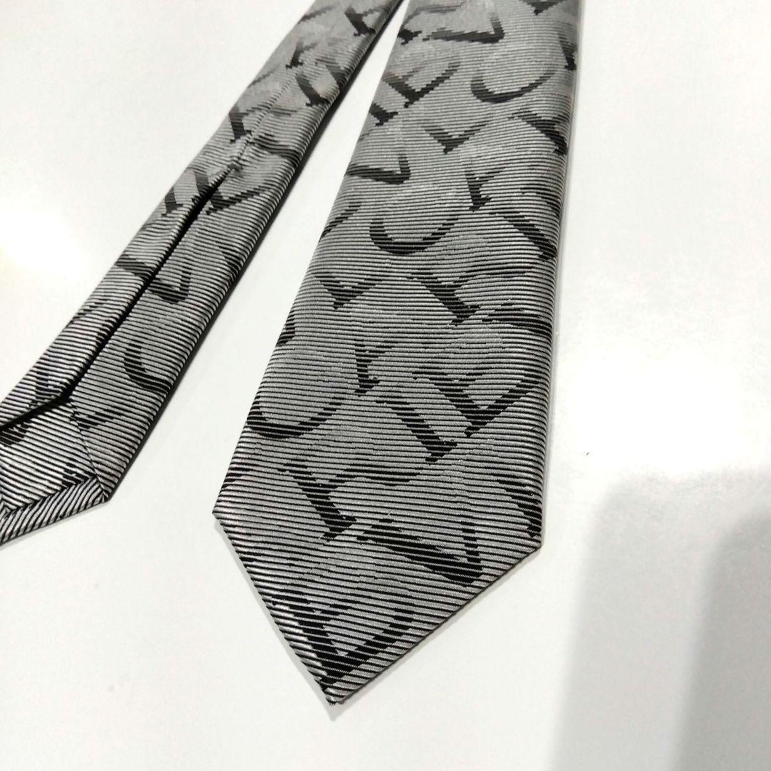 BVLGARI シルク ネクタイ グレー/ブラック