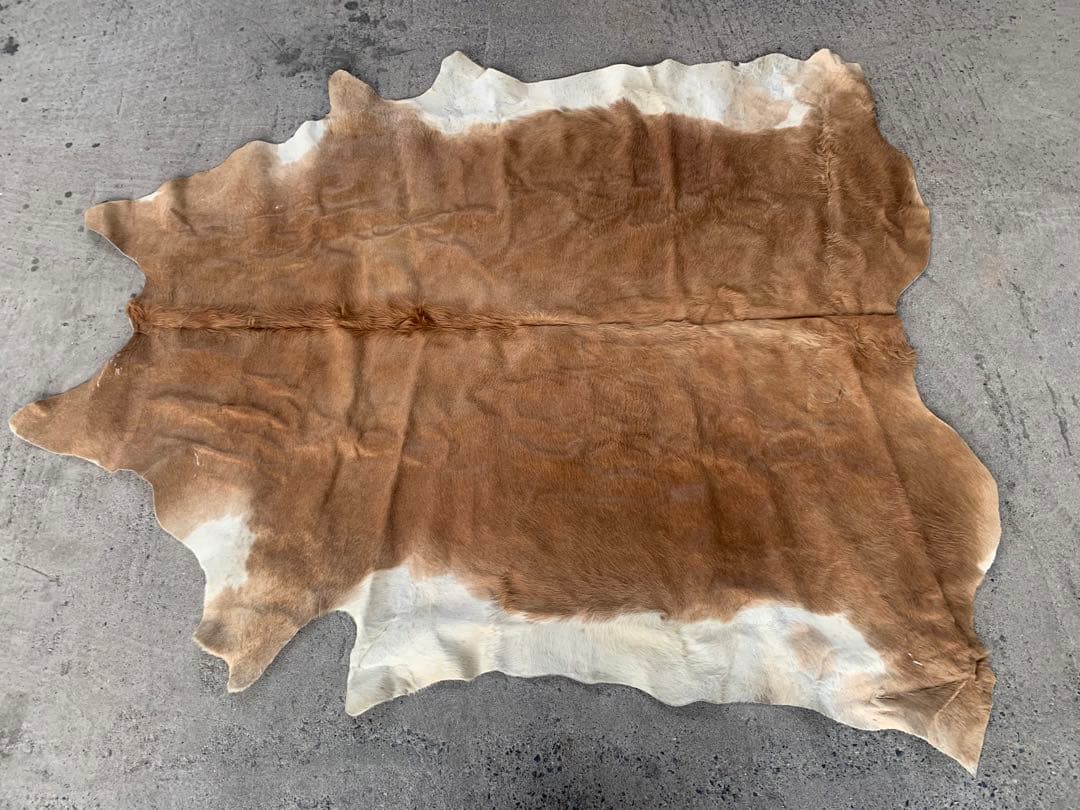 特大! ビンテージ 本革 カウラグ レザー ラグ