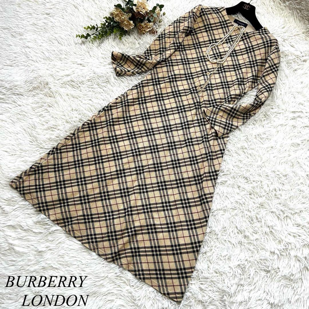 美品✨希少❗️バーバリーロンドン　ロングワンピース　ノバチェック