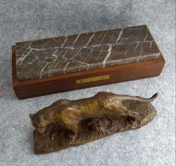 北村西望「悠々」ブロンズ製虎 台座箱付き