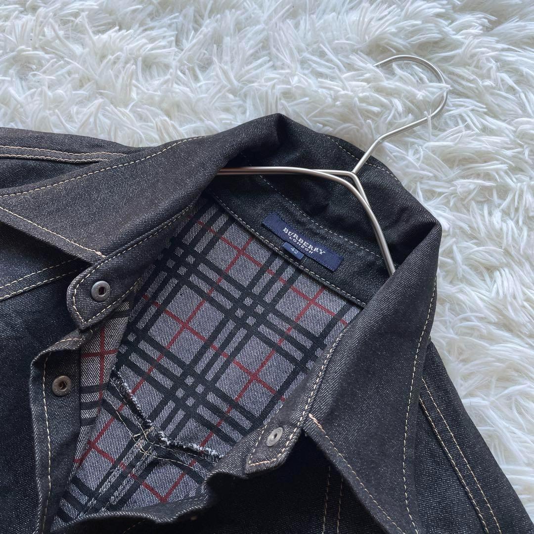 バーバリー　ストレッチデニムウエスタンジャケット　チェック　42 大きいサイズ
