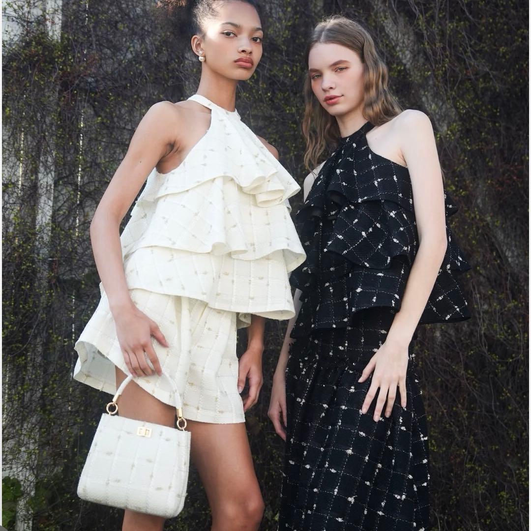 新作sheller candy check tweed short pants