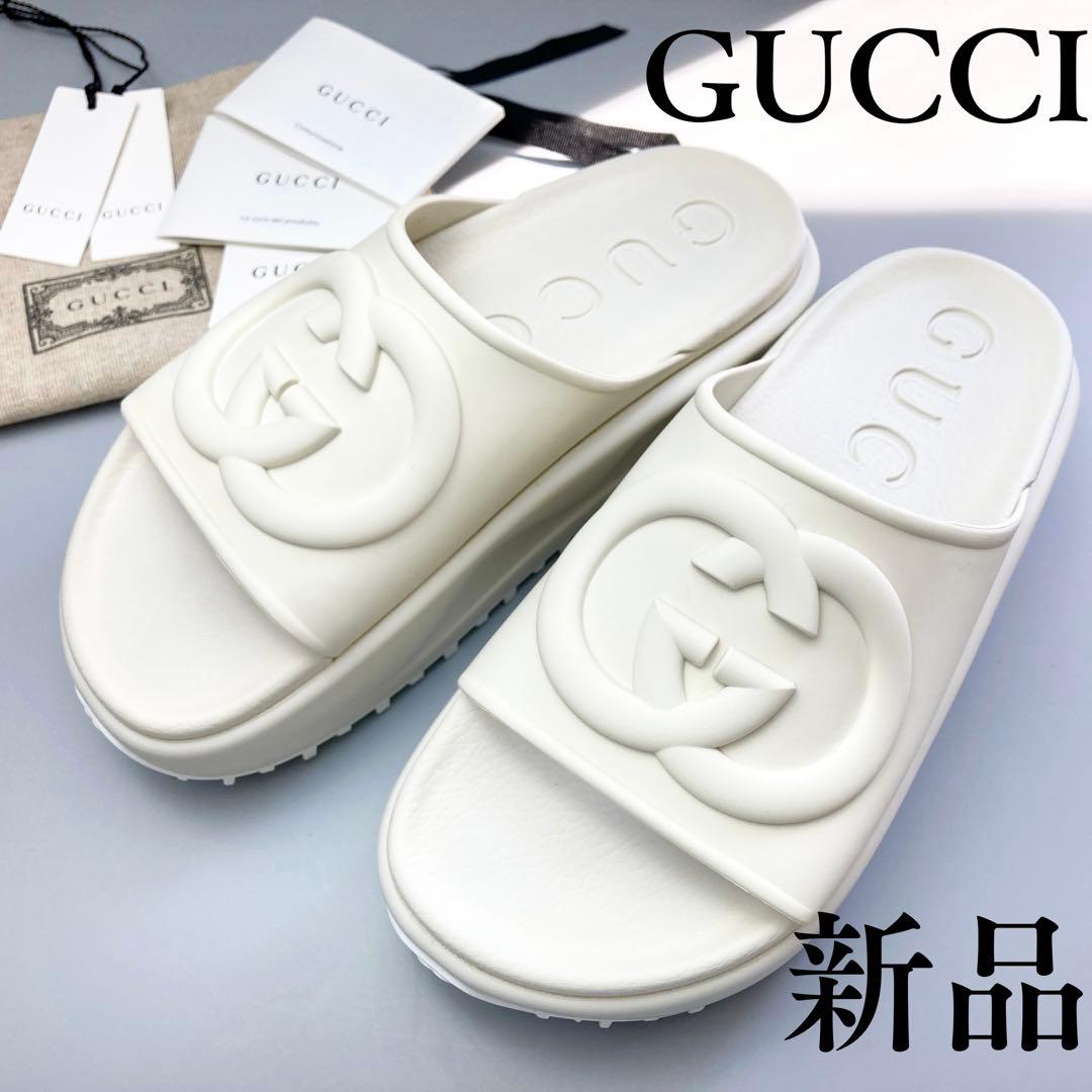 新品未使用 GUCCI グッチ サンダル 厚底 インターロッキング G 23cm