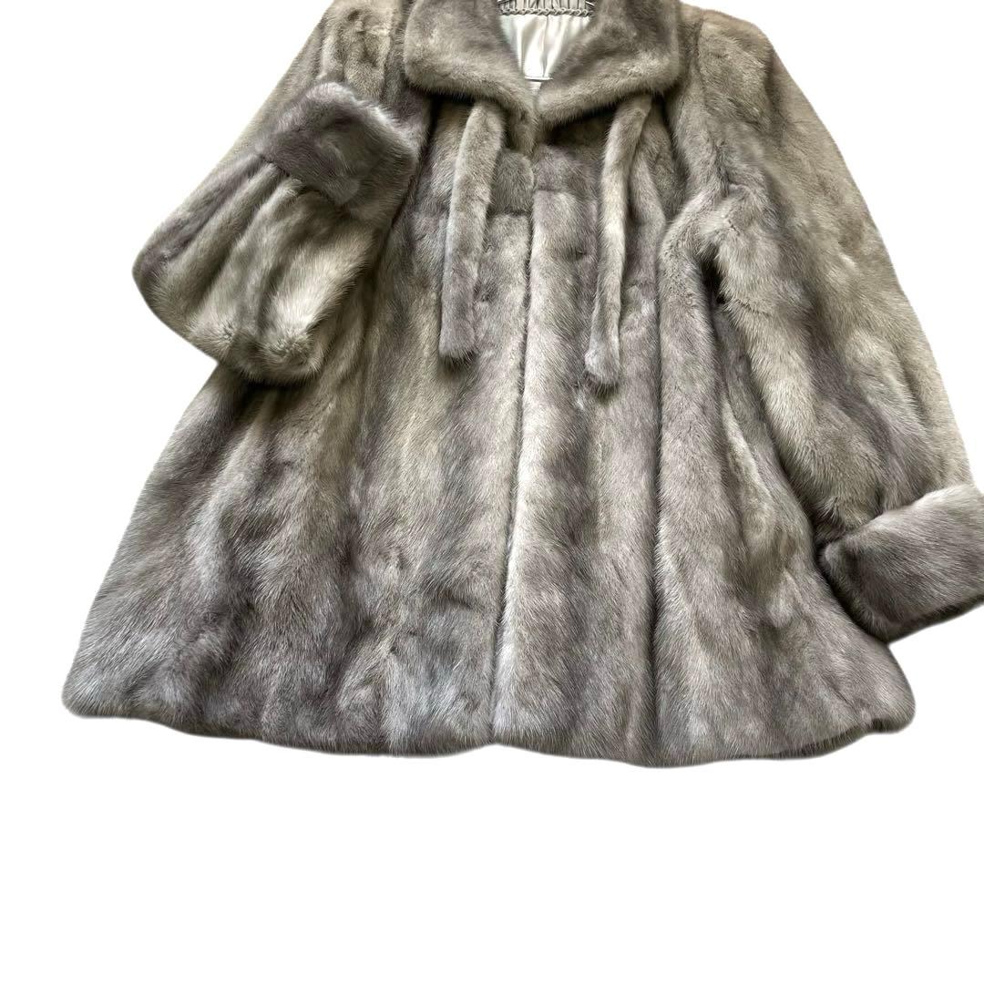 着丈80cm サファイアミンク リアルファーコート 毛並み◎ なめし柔らか