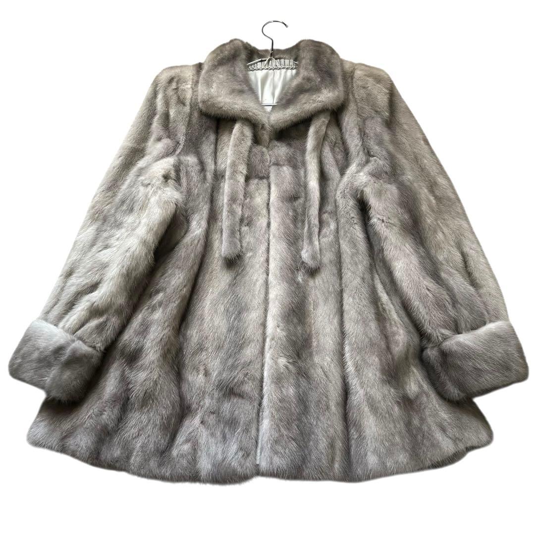 着丈80cm サファイアミンク リアルファーコート 毛並み◎ なめし柔らか