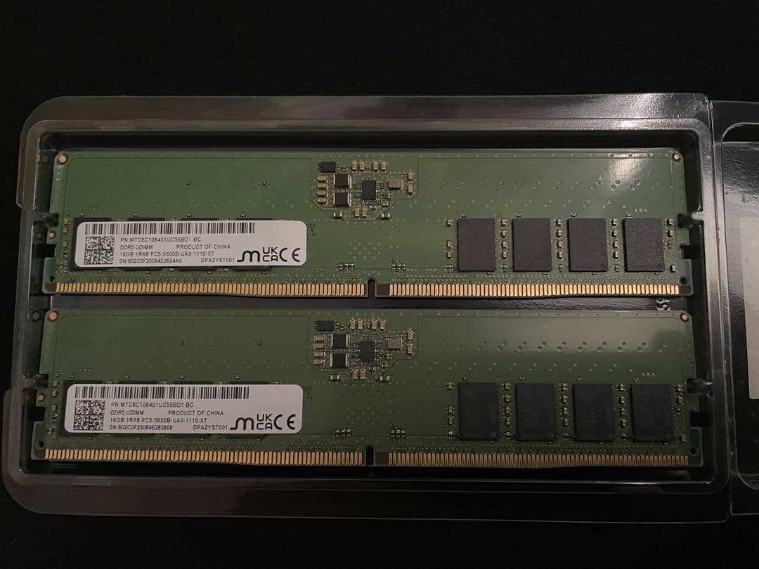 Micron 16GB×2 = 32GB DDR5 5600MHz メモリ