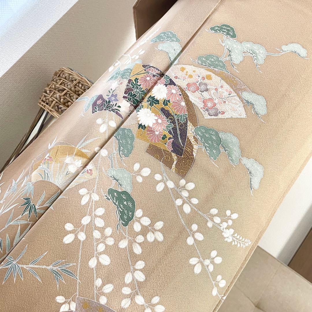 ベージュ 友禅 4点 フルセット 訪問着 入学式 卒業式 入園式 春 秋 冬