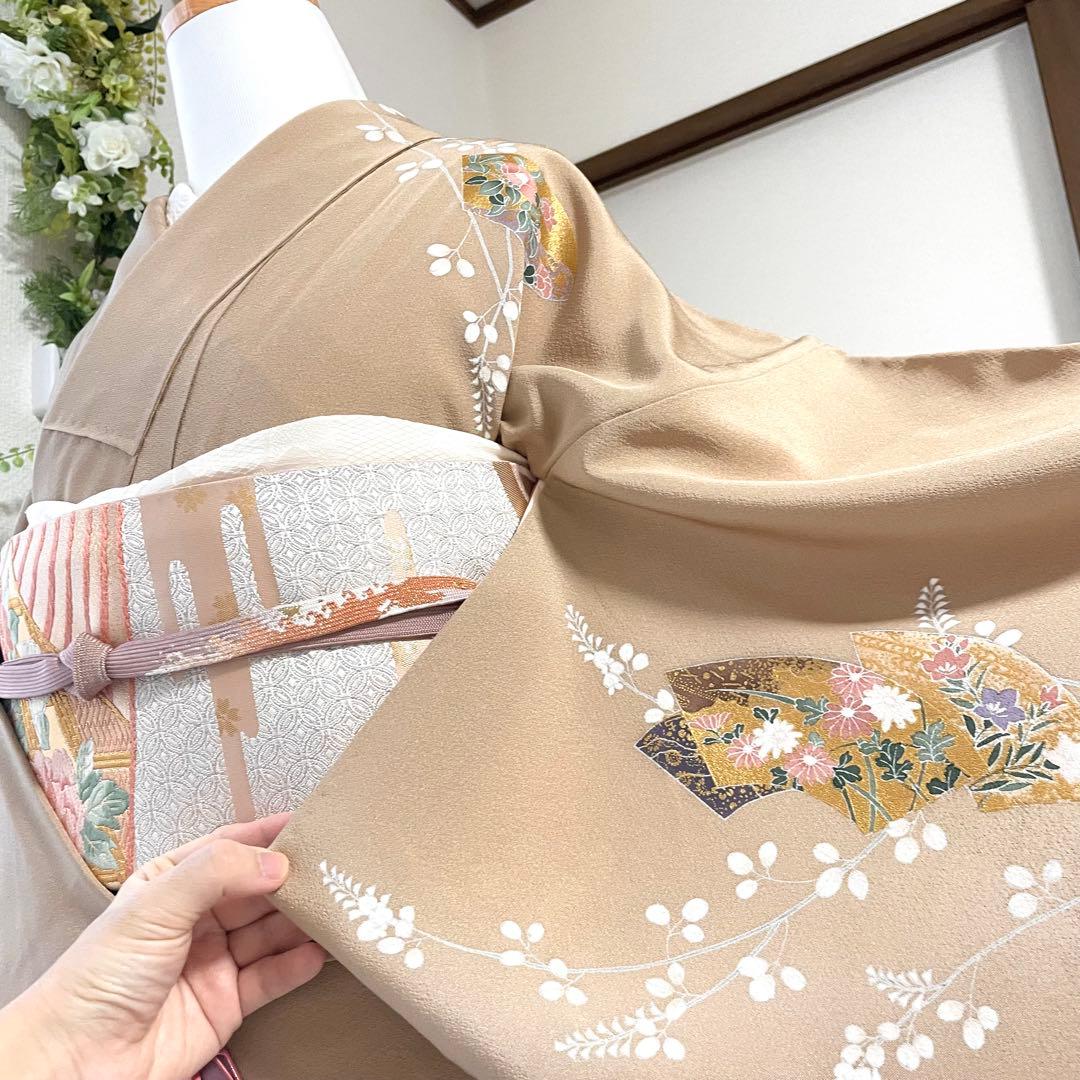 ベージュ 友禅 4点 フルセット 訪問着 入学式 卒業式 入園式 春 秋 冬