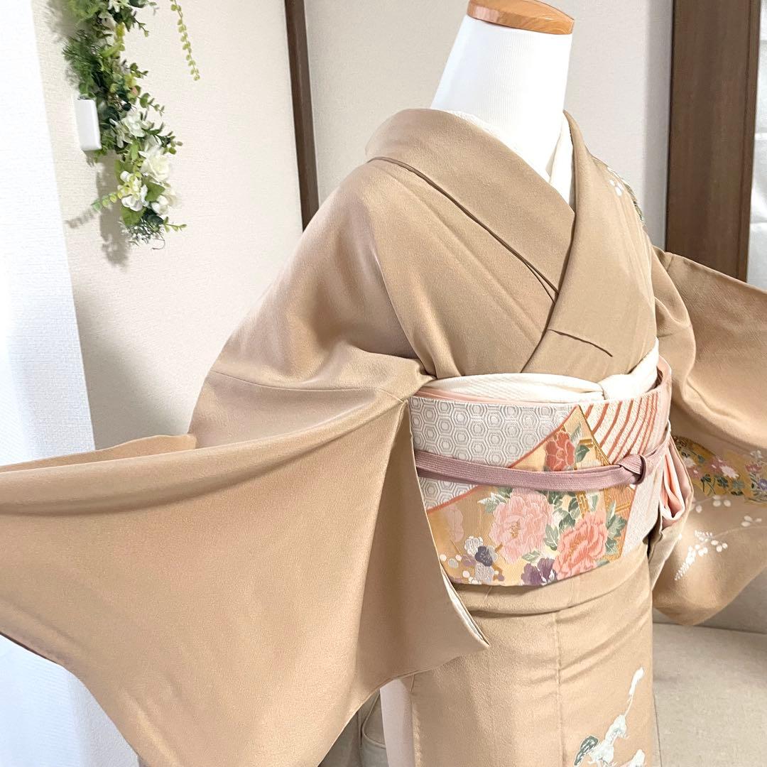 ベージュ 友禅 4点 フルセット 訪問着 入学式 卒業式 入園式 春 秋 冬