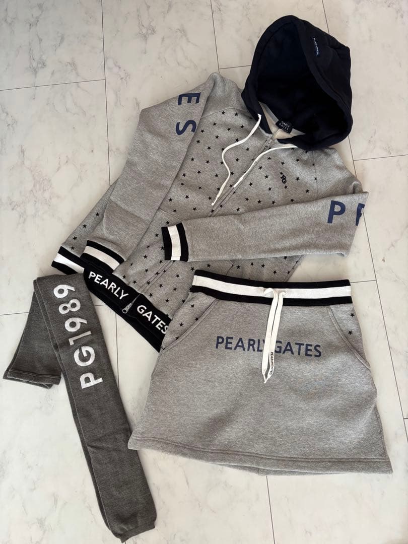 パーリーゲイツ パーカー・スカート セットアップ　ニットレギンス付き