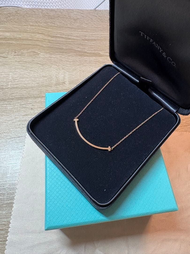 Tiffany & Co. K18PG ティファニーT スマイルペンダント