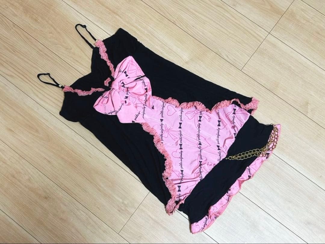 GOLDS×日菜あこコラボ♡オリジナルロゴハートリボン柄♡ゆるピタ♡キャミワンピ