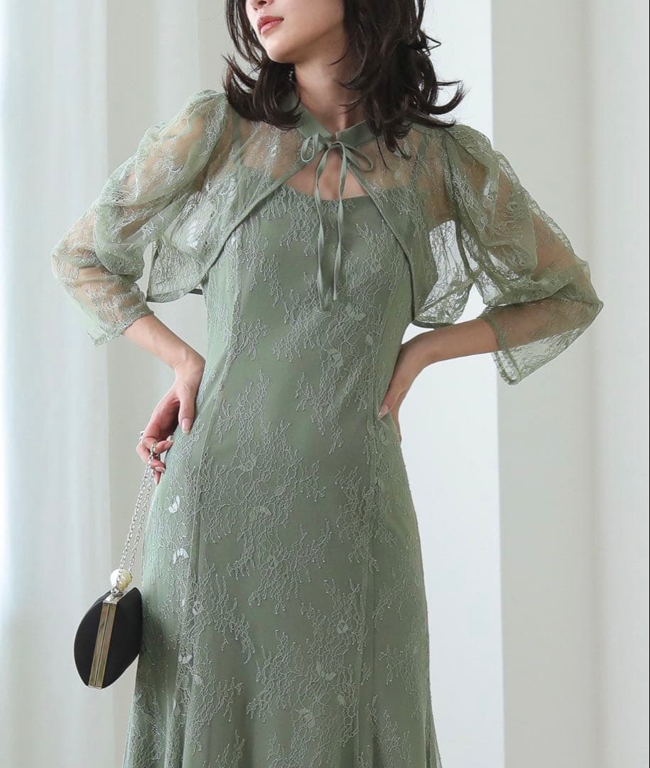 カナ　3way レースボレロセット フレア パーティー ドレス 2点 セット　L