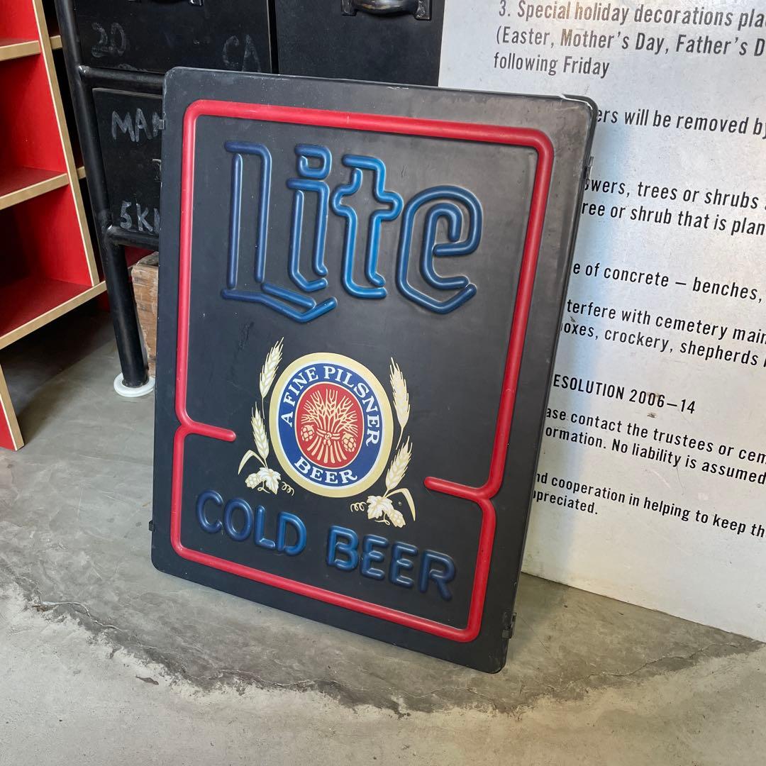 80's ヴィンテージ Miller Lite Beer ライトサイン 看板