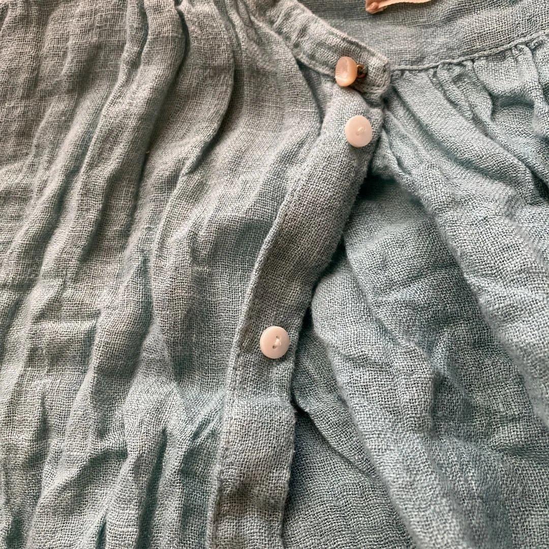 リネン 長袖シャツ ライトグリーン