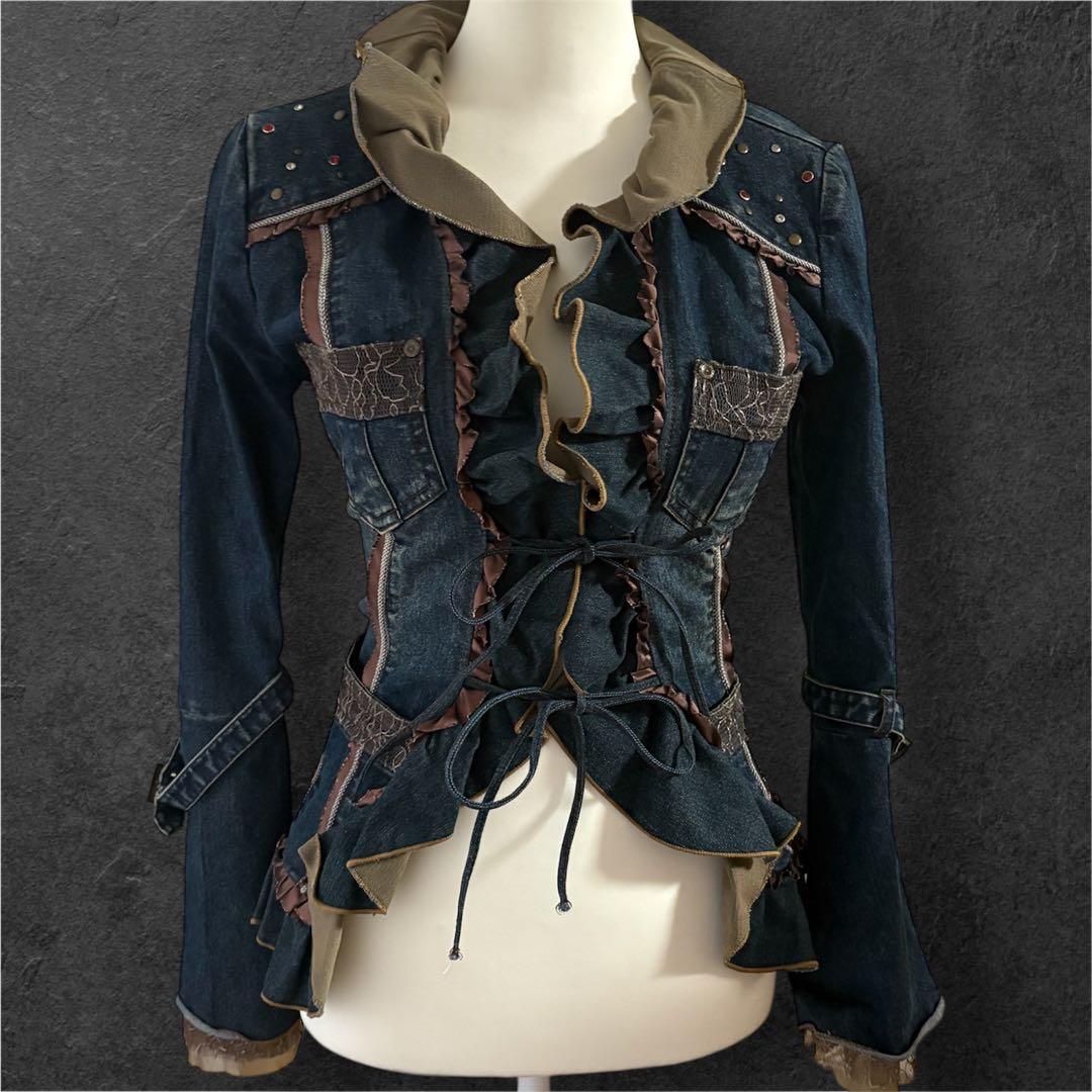 ozz oneste オッズオン　デニムジャケット　編み上げ　フリル　ゴシック