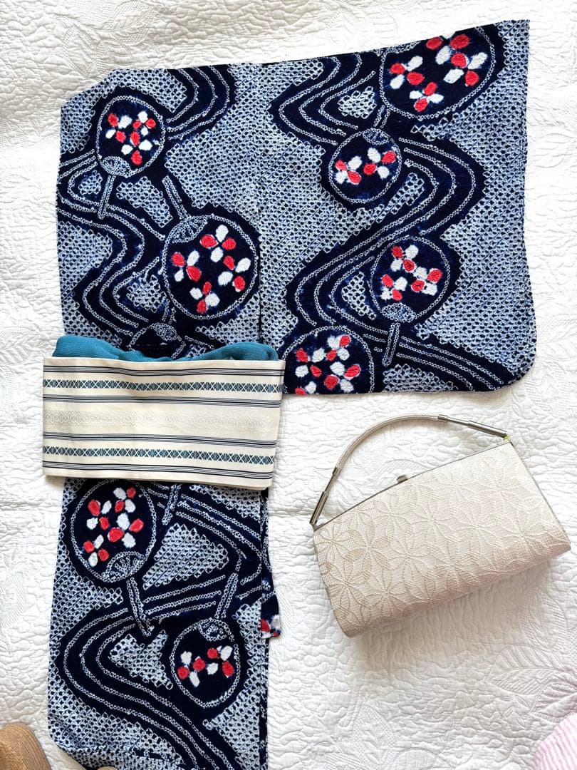 粋な大人の浴衣 極上の逸品です ◆ 有松絞り 団扇うちわ 高身長の方にも