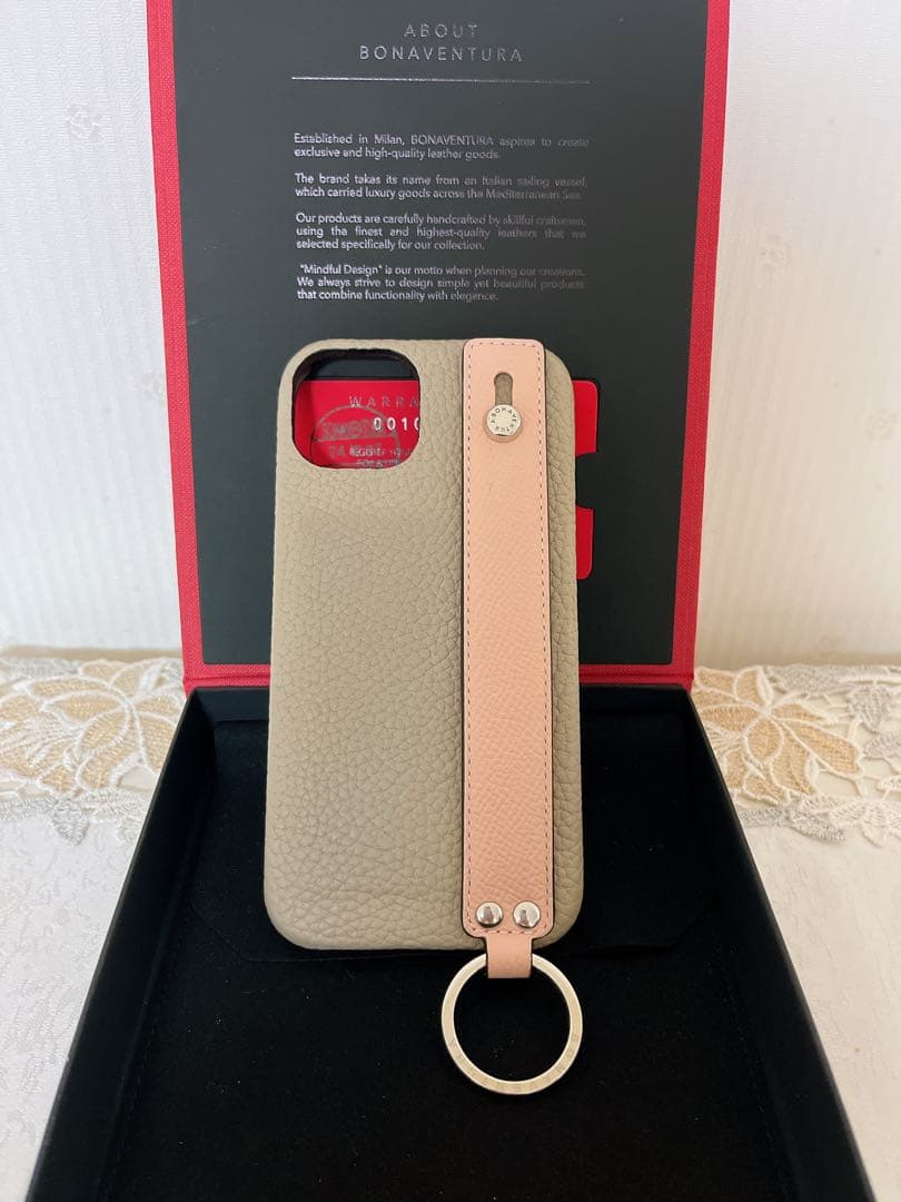 ボナベンチュラ iPhone 13 グレーベージュ/ピンク