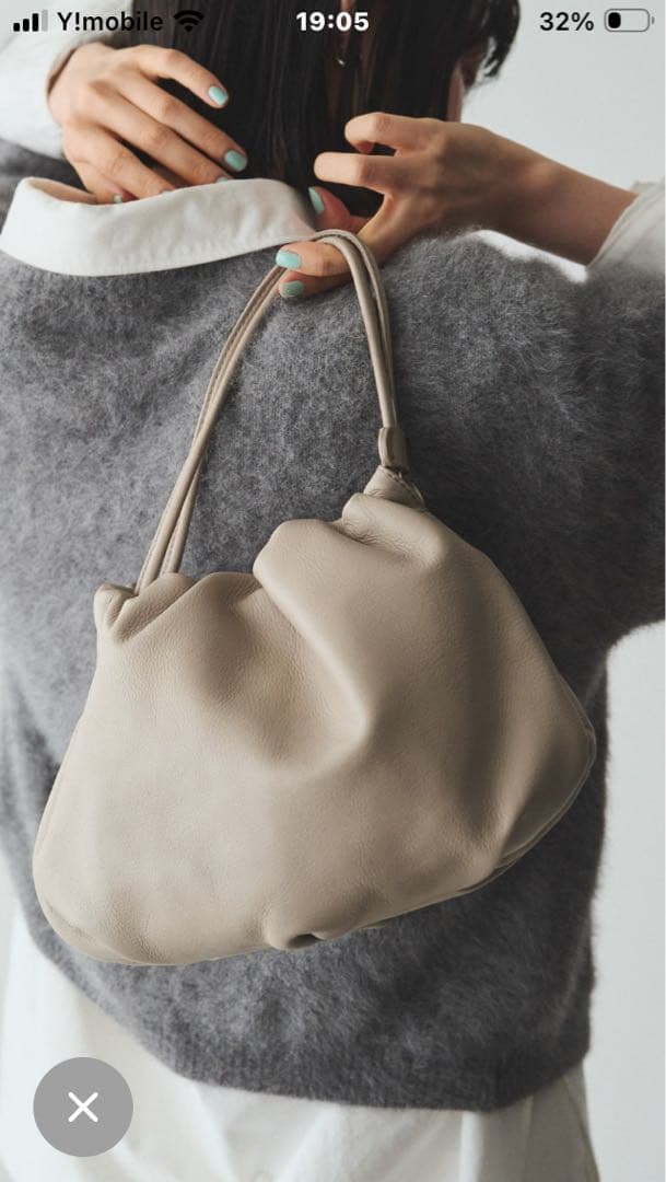 ☆☆お値下げ☆☆ラシット レザー巾着4WAYショルダーバッグ グレージュ