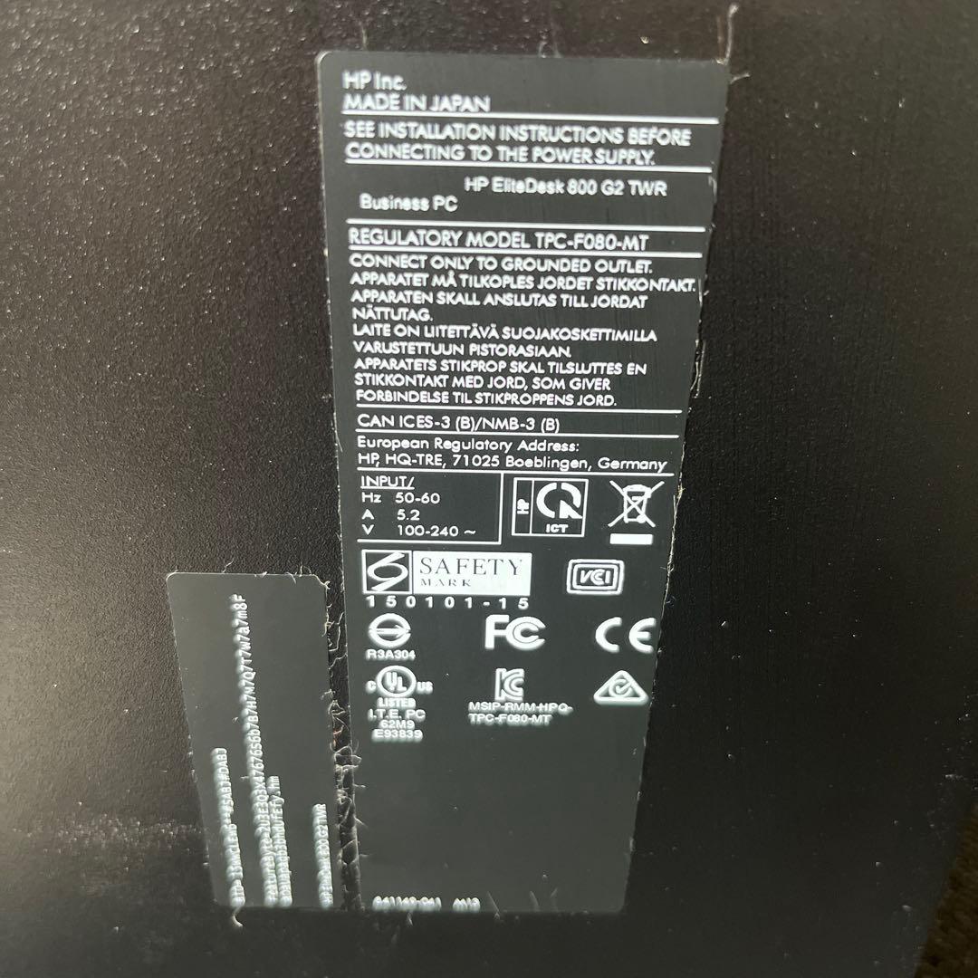 Windowsデスクトップ HP EliteDesk 800 G2 TWR Core i7 GTX960