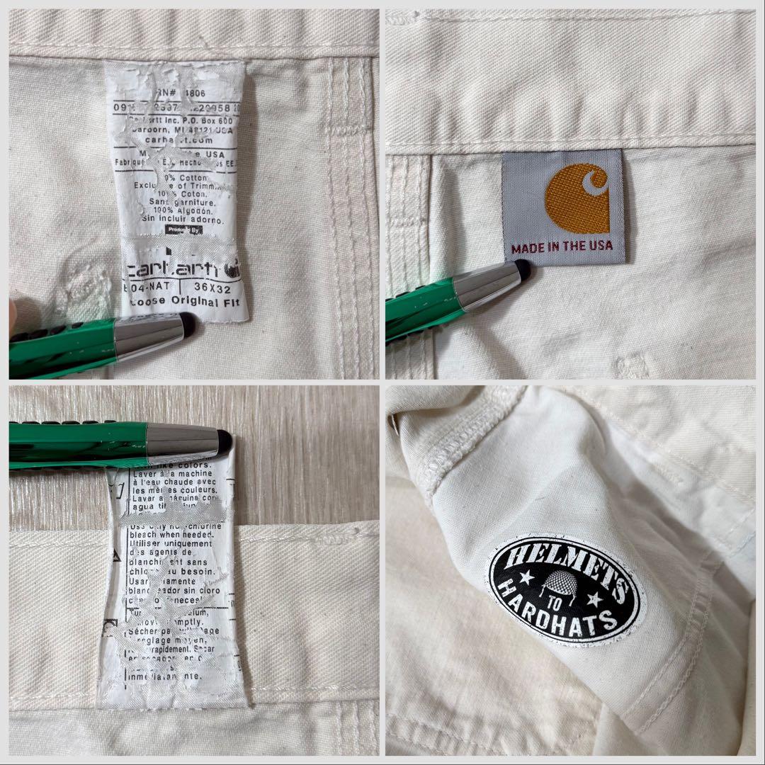 USA製！カーハート ダブルニー ダックパンツ 生成り ナチュラル W36