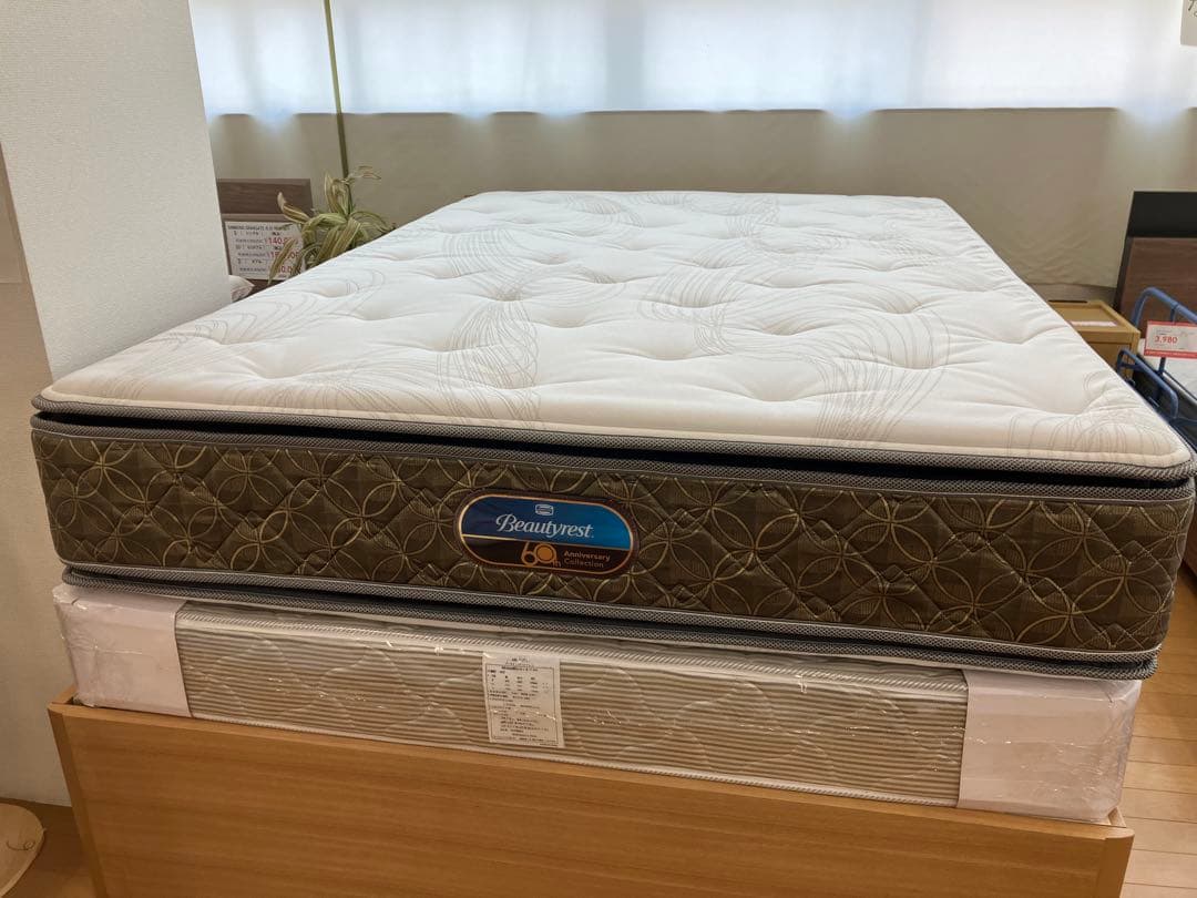 SIMMONS 桐生織6.5インチ両面ピロートップ　ダブルマットレス 展示品