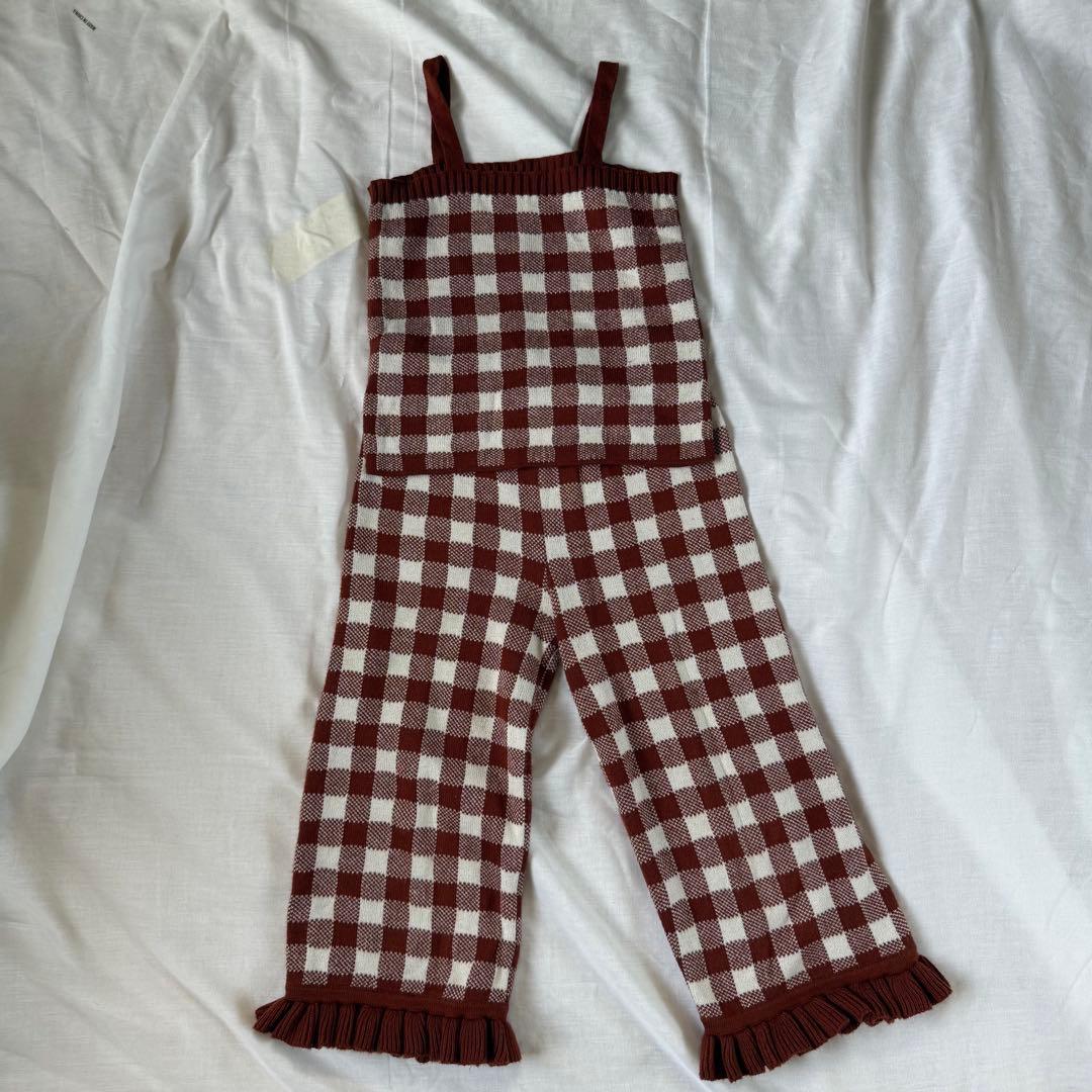 misha&puff ギンガム　セットアップ 5y