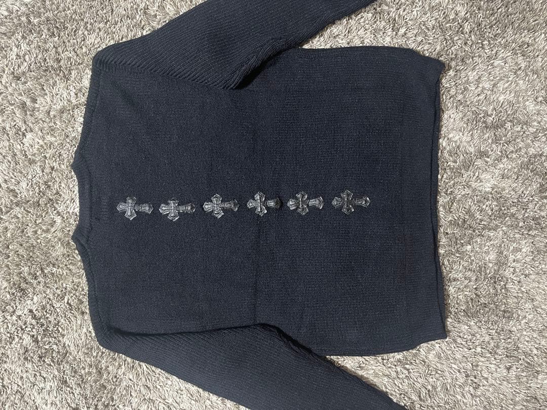 Chrome Hearts レザーパッチ ニット 黒 オーバーサイズ 男女兼用