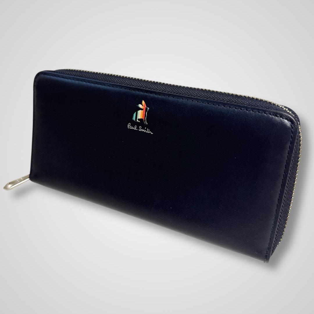 極美品 Paul Smith ポールスミス ラビット ラウンドジップ ネイビー