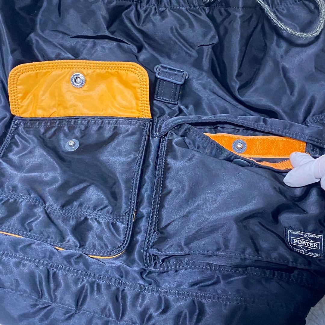 極美品 ポーター タンカー バックパック リュック A4 通勤 大容量 巾着 黒