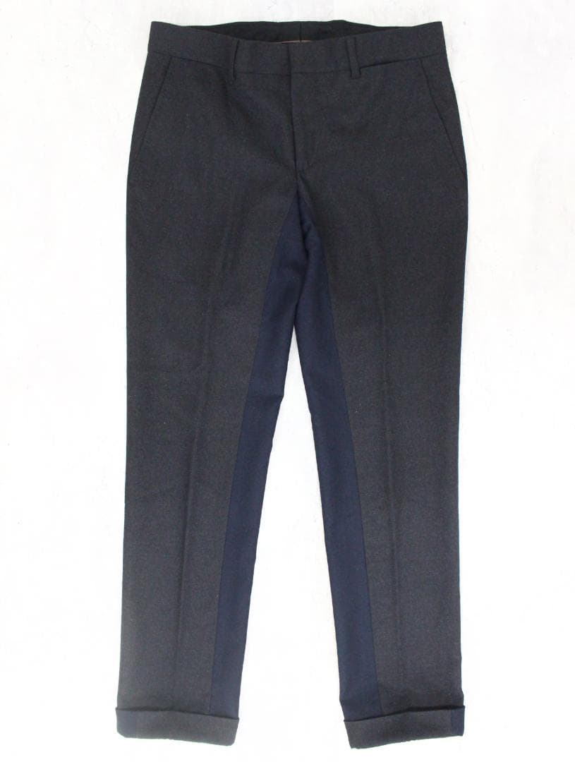 ◇美品 HERMES グレー×ネイビー ウールパンツ スラックス メンズ