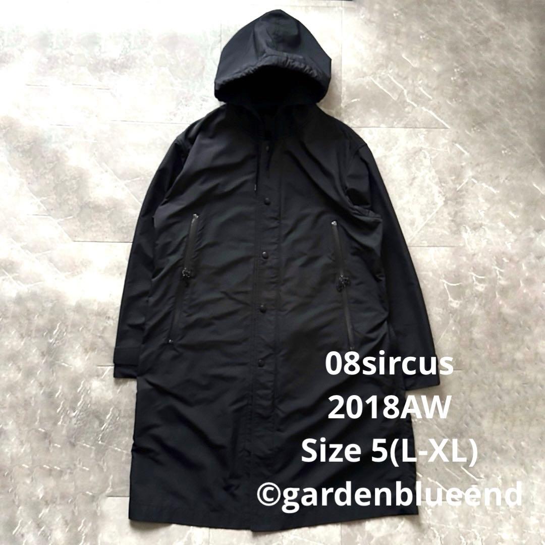 08sircus ナイロン フーデッド コート ブラック サイズXL モッズ