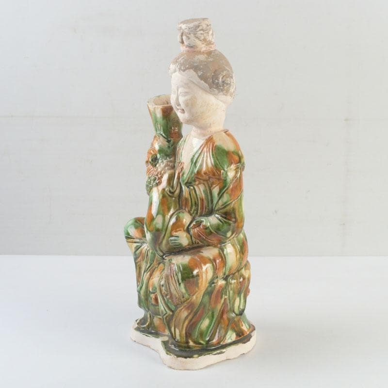 SSSS中国　唐三彩　女人坐俑　人物俑　置物　時代箱　C　9326A