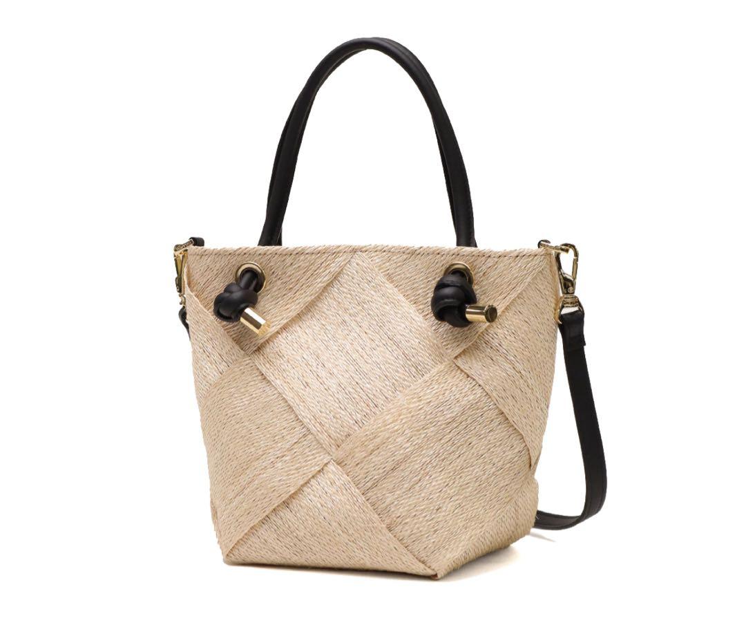 美品✨️VIOLAd'ORO かごバッグ ショルダーバッグ 天然素材 アバカ 本革