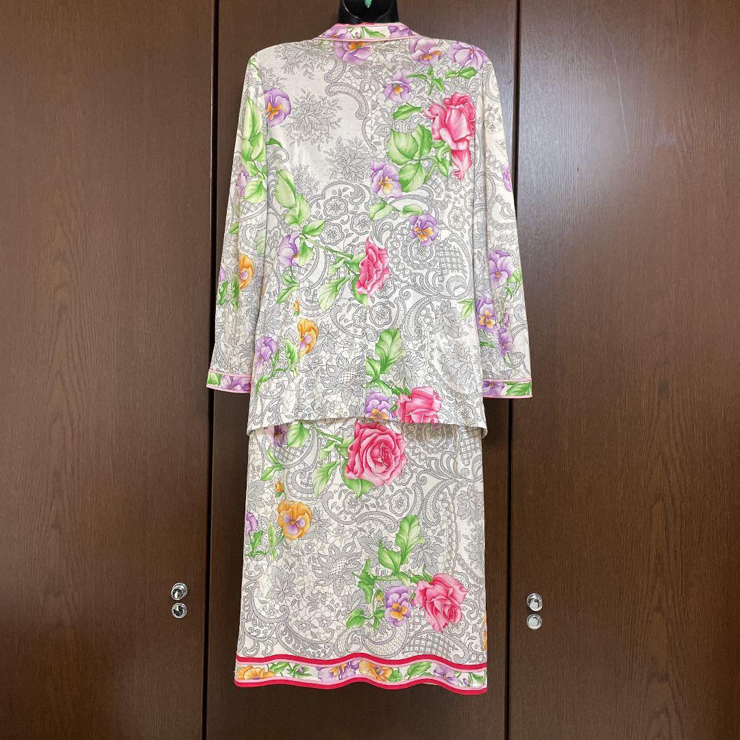 【美品】LEONARD ローズ柄　スカート　セットアップ　M