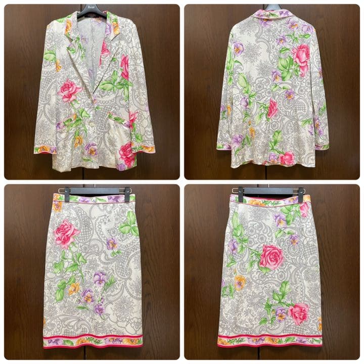 【美品】LEONARD ローズ柄　スカート　セットアップ　M