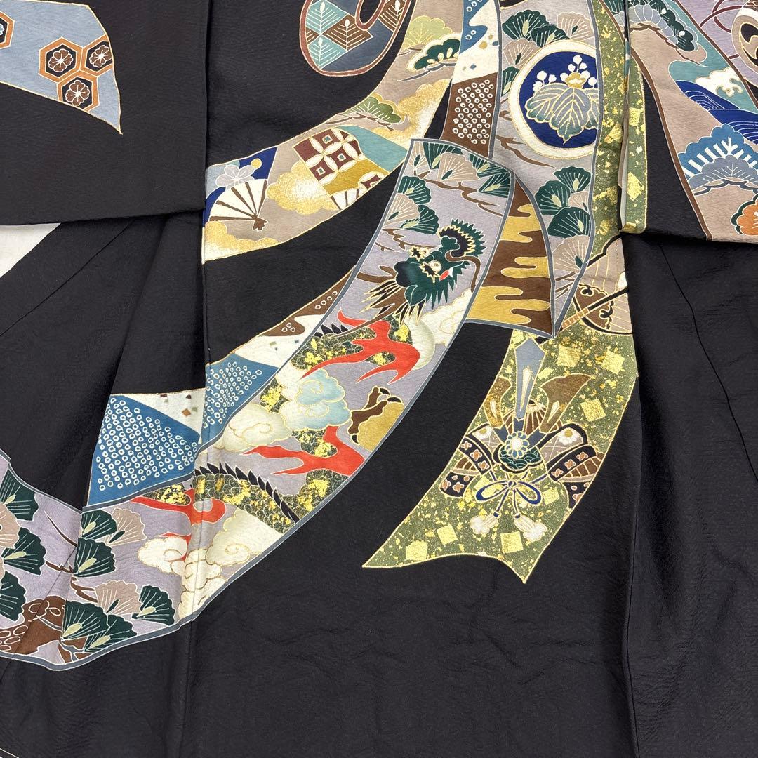 新品「最高級品」男子正絹産着祝着京友禅大鷹多色手描き染、特選豪華盛金祝い熨斗文