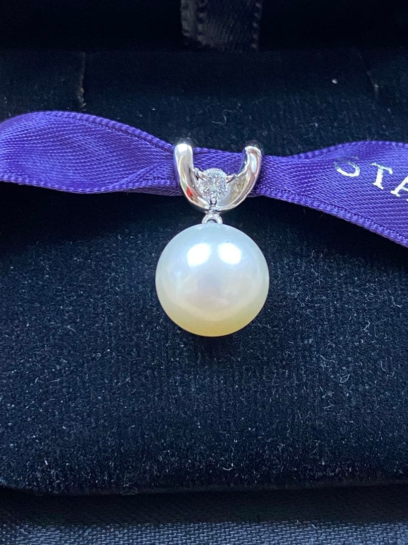 あこや真珠ptダイヤ ネックレス トップ 難あり