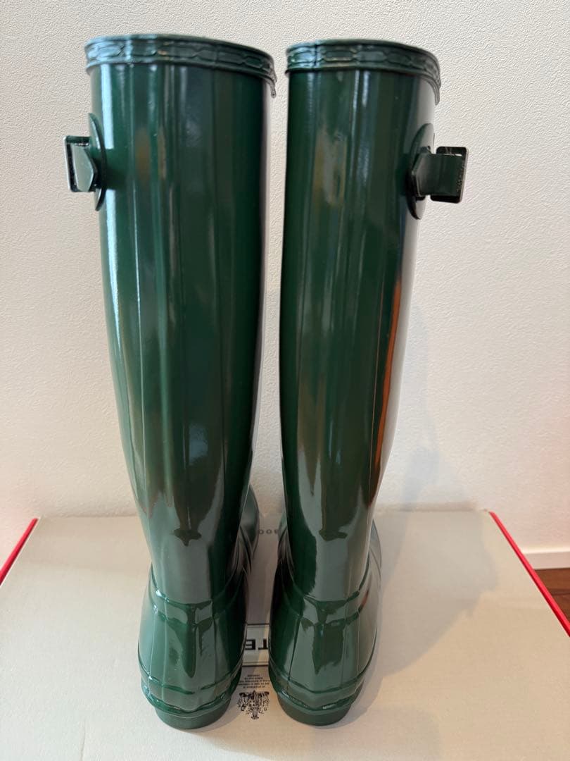 (げんこつ )超レア HUNTER レインブーツ グロスグリーン UK8