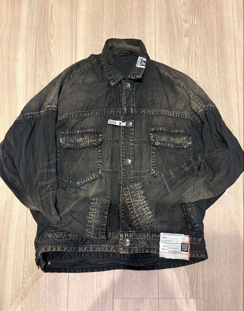 ミハラヤスヒロ　ブラックフェードオーバーサイズデニムジャケット