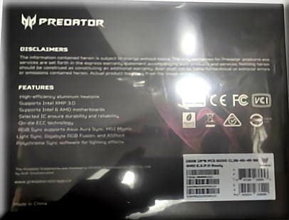 メモリー ACER Predator Vesta II DDR5 6000MHz 32GB