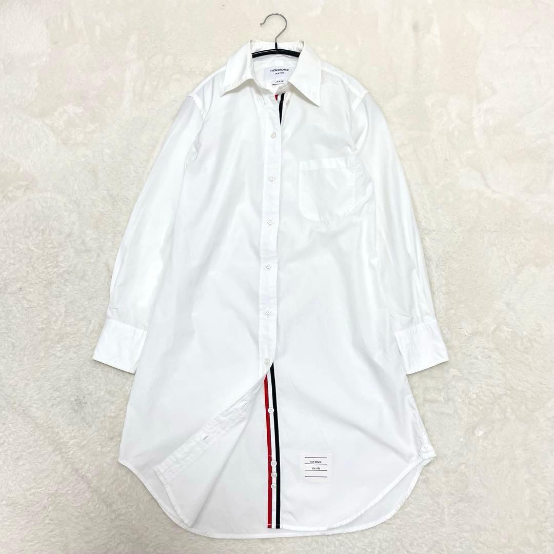 【美品】トムブラウン シャツワンピース ホワイト Mサイズ トリコロール