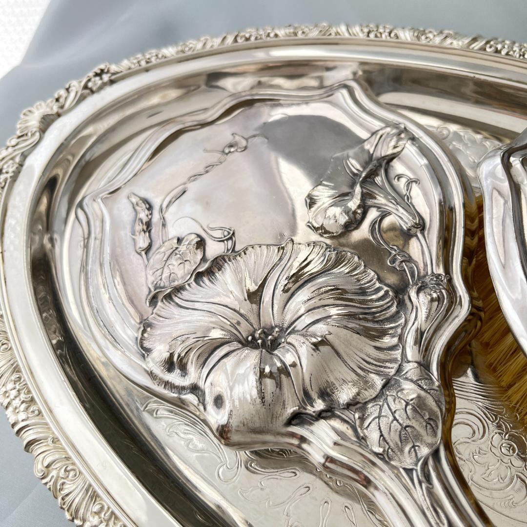 【Wallace】アール・ヌーボーのミラー/ ブラシ【シルバープレート】