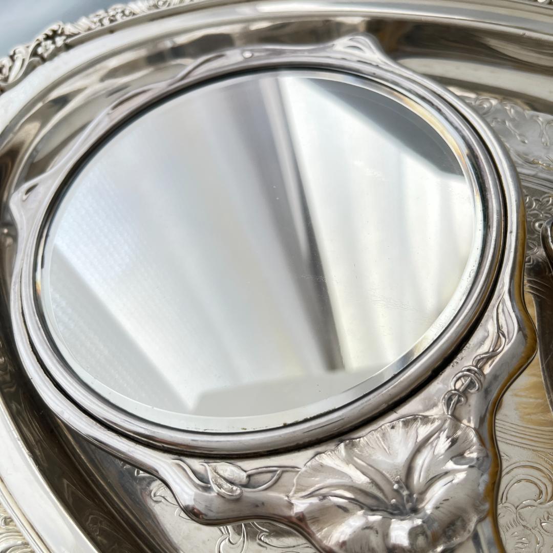 【Wallace】アール・ヌーボーのミラー/ ブラシ【シルバープレート】