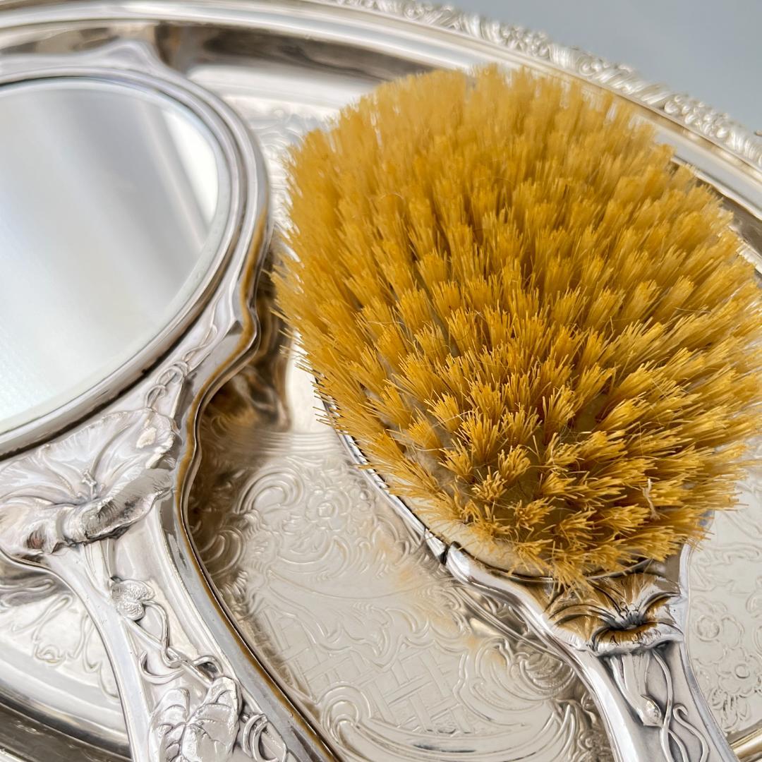 【Wallace】アール・ヌーボーのミラー/ ブラシ【シルバープレート】